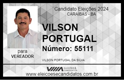 Candidato VILSON PORTUGAL 2024 - CARAÍBAS - Eleições