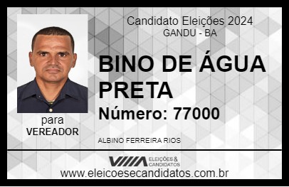 Candidato BINO DE ÁGUA PRETA 2024 - GANDU - Eleições