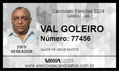 Candidato VAL GOLEIRO 2024 - GANDU - Eleições