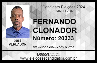 Candidato FERNANDO CLONADOR 2024 - GANDU - Eleições