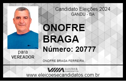 Candidato ONOFRE BRAGA 2024 - GANDU - Eleições