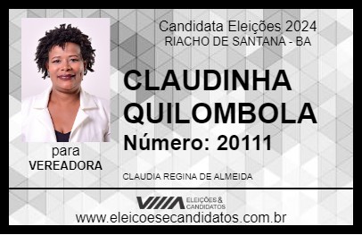 Candidato CLAUDINHA QUILOMBOLA 2024 - RIACHO DE SANTANA - Eleições