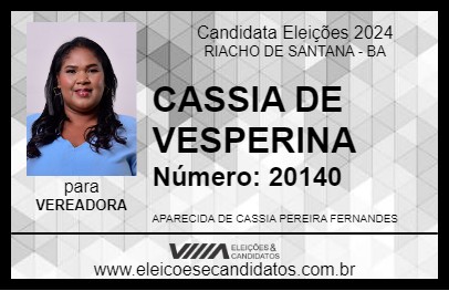 Candidato CASSIA DE VESPERINA 2024 - RIACHO DE SANTANA - Eleições