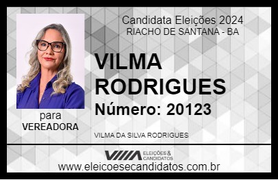 Candidato VILMA RODRIGUES 2024 - RIACHO DE SANTANA - Eleições