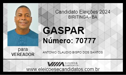 Candidato GASPAR 2024 - BIRITINGA - Eleições