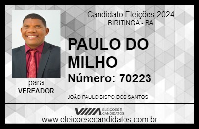 Candidato PAULO DO MILHO 2024 - BIRITINGA - Eleições