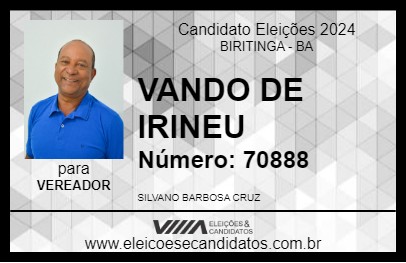 Candidato VANDO DE IRINEU 2024 - BIRITINGA - Eleições