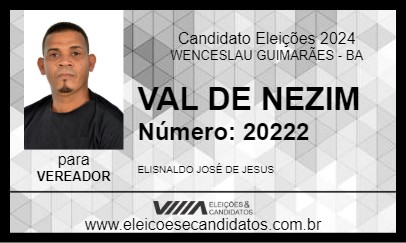 Candidato VAL DE NEZIM 2024 - WENCESLAU GUIMARÃES - Eleições