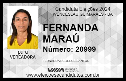 Candidato FERNANDA MARAÚ 2024 - WENCESLAU GUIMARÃES - Eleições