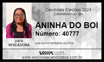 Candidato ANINHA DO BOI 2024 - CARINHANHA - Eleições