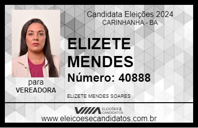 Candidato ELIZETE MENDES 2024 - CARINHANHA - Eleições