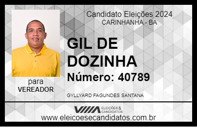 Candidato GIL DE DOZINHA 2024 - CARINHANHA - Eleições