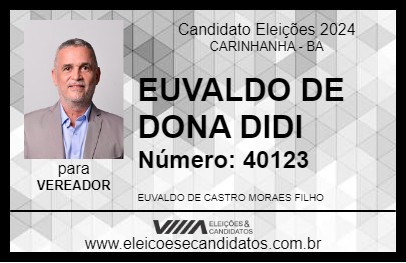 Candidato EUVALDO DE DONA DIDI 2024 - CARINHANHA - Eleições