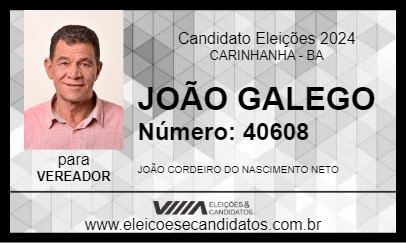 Candidato JOÃO GALEGO 2024 - CARINHANHA - Eleições