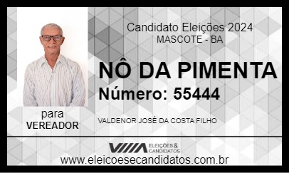 Candidato NÔ DA PIMENTA 2024 - MASCOTE - Eleições