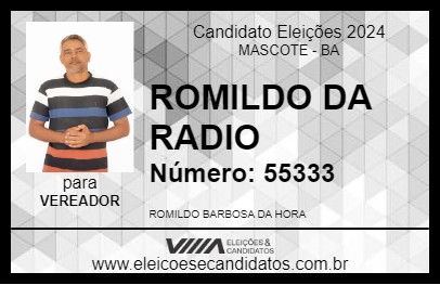 Candidato ROMILDO DA RADIO 2024 - MASCOTE - Eleições