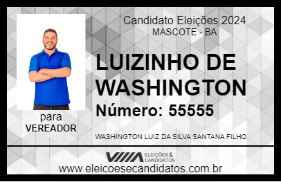 Candidato LUIZINHO DE WASHINGTON 2024 - MASCOTE - Eleições