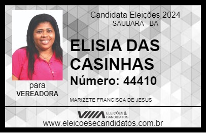 Candidato ELISIA DAS CASINHAS 2024 - SAUBARA - Eleições