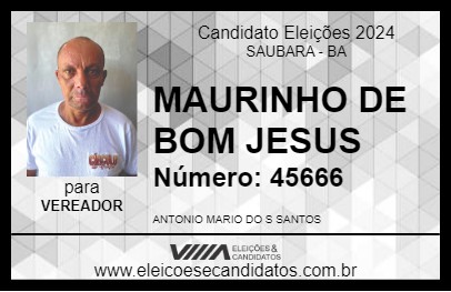 Candidato MAURINHO DE BOM JESUS 2024 - SAUBARA - Eleições