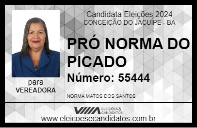 Candidato PRÓ NORMA DO PICADO 2024 - CONCEIÇÃO DO JACUÍPE - Eleições