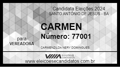 Candidato CARMEN 2024 - SANTO ANTÔNIO DE JESUS - Eleições