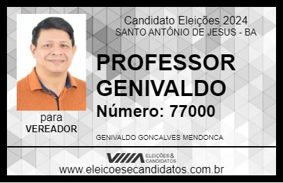 Candidato PROFESSOR GENIVALDO 2024 - SANTO ANTÔNIO DE JESUS - Eleições