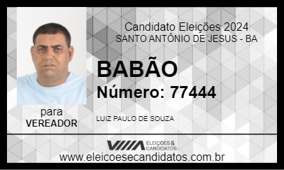 Candidato BABÃO 2024 - SANTO ANTÔNIO DE JESUS - Eleições