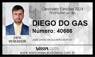 Candidato DIEGO DO GAS 2024 - TEOFILÂNDIA - Eleições