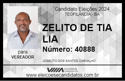 Candidato ZELITO DE TIA LIA  2024 - TEOFILÂNDIA - Eleições