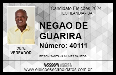 Candidato NEGAO DE GUARIRA  2024 - TEOFILÂNDIA - Eleições