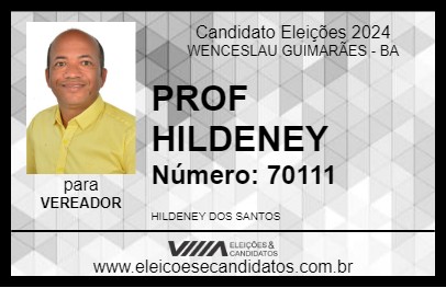 Candidato PROF HILDENEY 2024 - WENCESLAU GUIMARÃES - Eleições