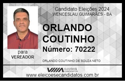 Candidato ORLANDO COUTINHO 2024 - WENCESLAU GUIMARÃES - Eleições