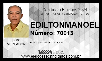 Candidato EDILTONMANOEL 2024 - WENCESLAU GUIMARÃES - Eleições