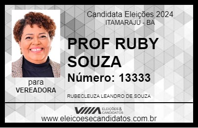 Candidato PROF RUBY SOUZA 2024 - ITAMARAJU - Eleições