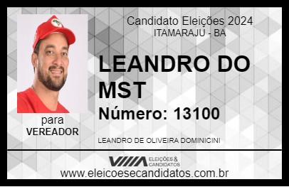 Candidato LEANDRO DO MST 2024 - ITAMARAJU - Eleições