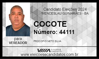 Candidato COCOTE 2024 - WENCESLAU GUIMARÃES - Eleições