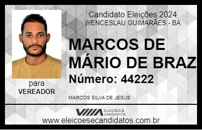 Candidato MARCOS DE MÁRIO DE BRAZ 2024 - WENCESLAU GUIMARÃES - Eleições