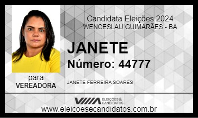 Candidato JANETE 2024 - WENCESLAU GUIMARÃES - Eleições