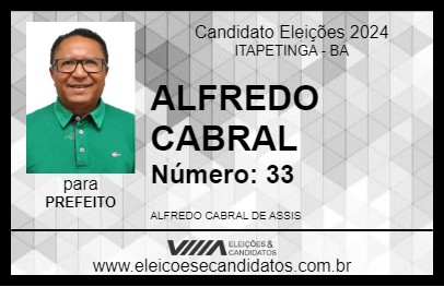 Candidato ALFREDO CABRAL 2024 - ITAPETINGA - Eleições