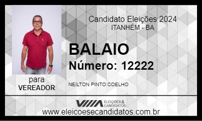 Candidato BALAIO 2024 - ITANHÉM - Eleições