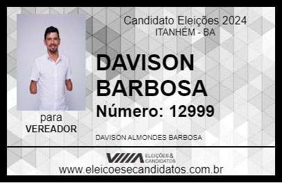 Candidato DAVISON BARBOSA 2024 - ITANHÉM - Eleições