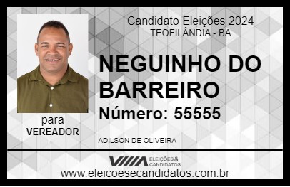 Candidato NEGUINHO DO BARREIRO  2024 - TEOFILÂNDIA - Eleições