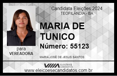 Candidato MARIA DE TUNICO 2024 - TEOFILÂNDIA - Eleições