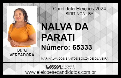 Candidato NALVA DA PARATI 2024 - BIRITINGA - Eleições