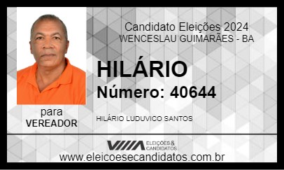 Candidato HILÁRIO 2024 - WENCESLAU GUIMARÃES - Eleições