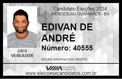 Candidato EDIVAN DE ANDRÉ 2024 - WENCESLAU GUIMARÃES - Eleições