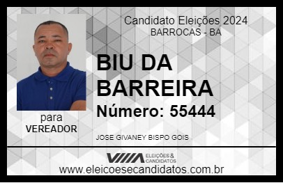 Candidato BIU DA BARREIRA 2024 - BARROCAS - Eleições