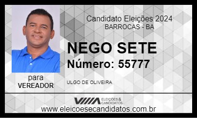 Candidato NEGO SETE 2024 - BARROCAS - Eleições