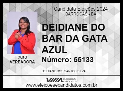 Candidato DEIDIANE DO BAR DA GATA AZUL 2024 - BARROCAS - Eleições