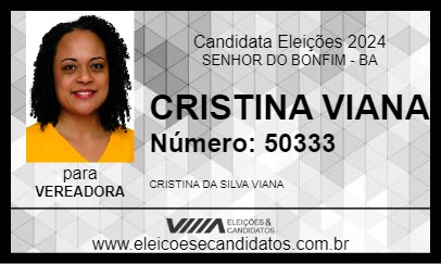 Candidato CRISTINA VIANA 2024 - SENHOR DO BONFIM - Eleições